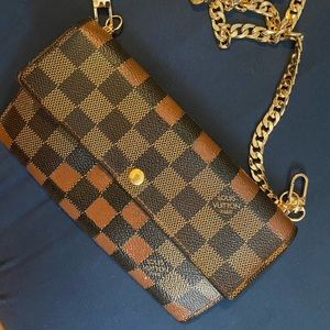 Lv damier ebene portefeuille Sarah long Bifold wallet
